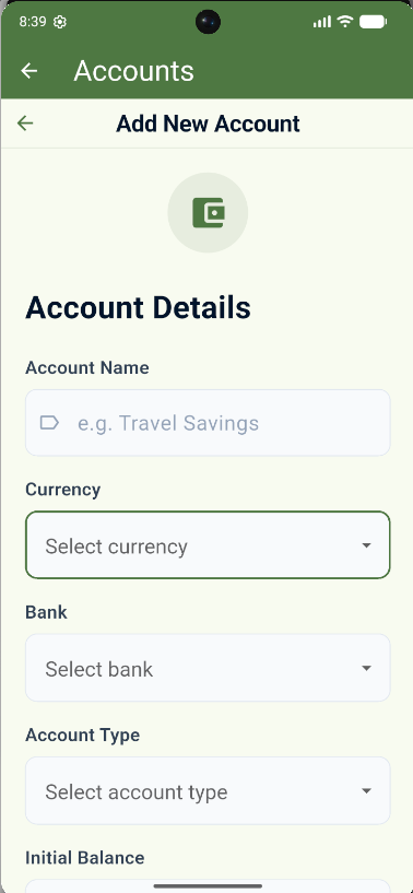 Add Account Form