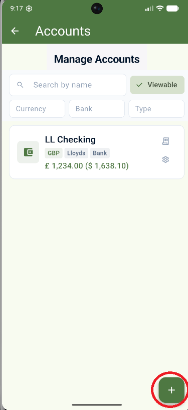 Initial Account Add