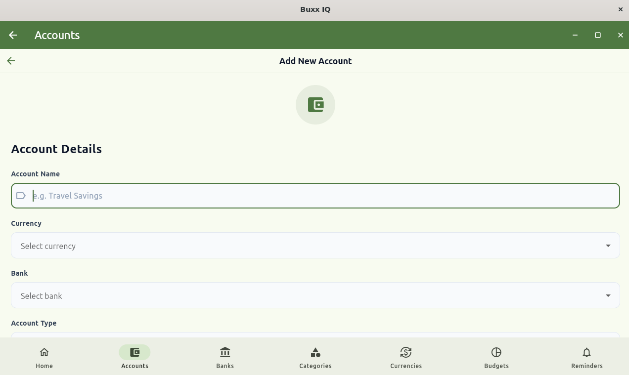 Add Account Form