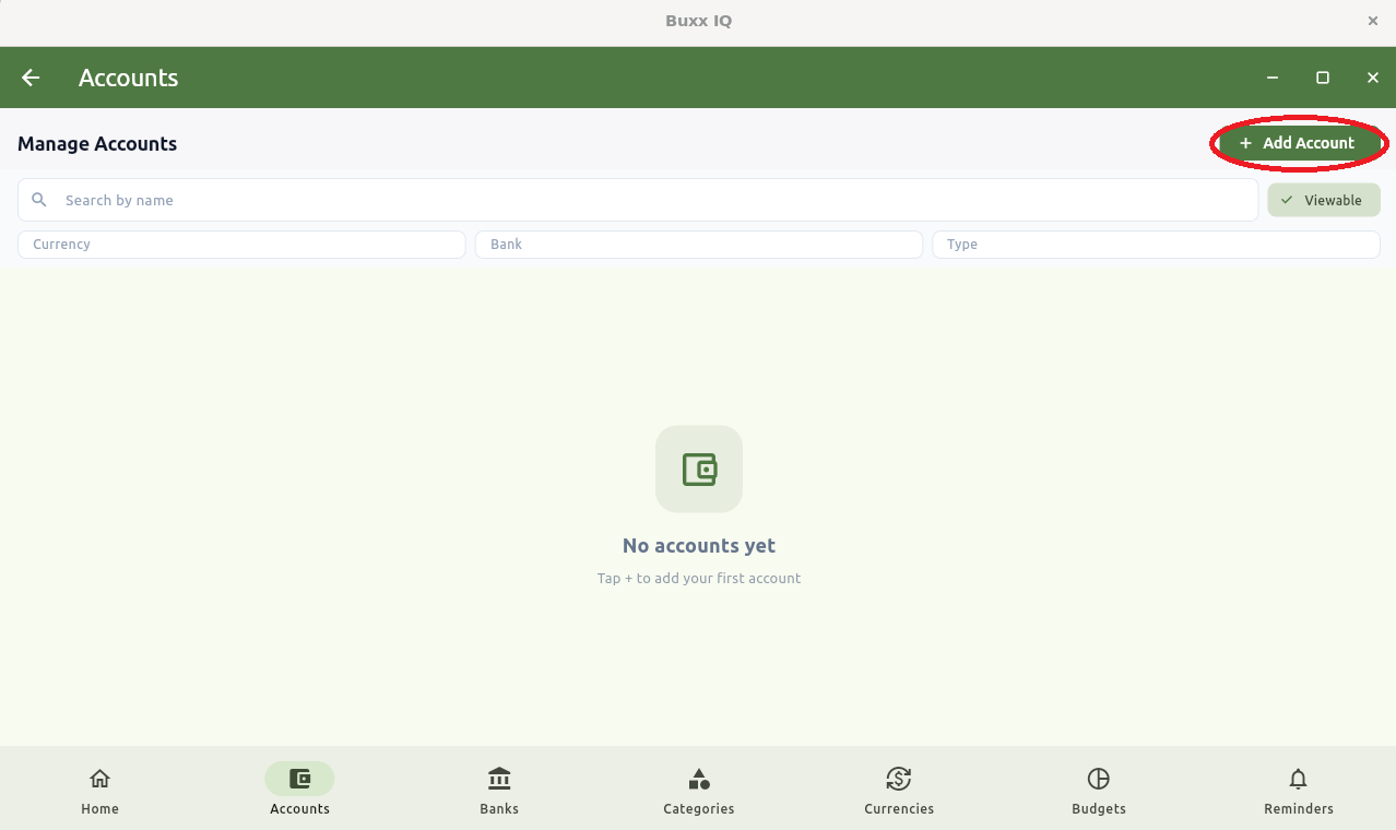 Initial Account Add