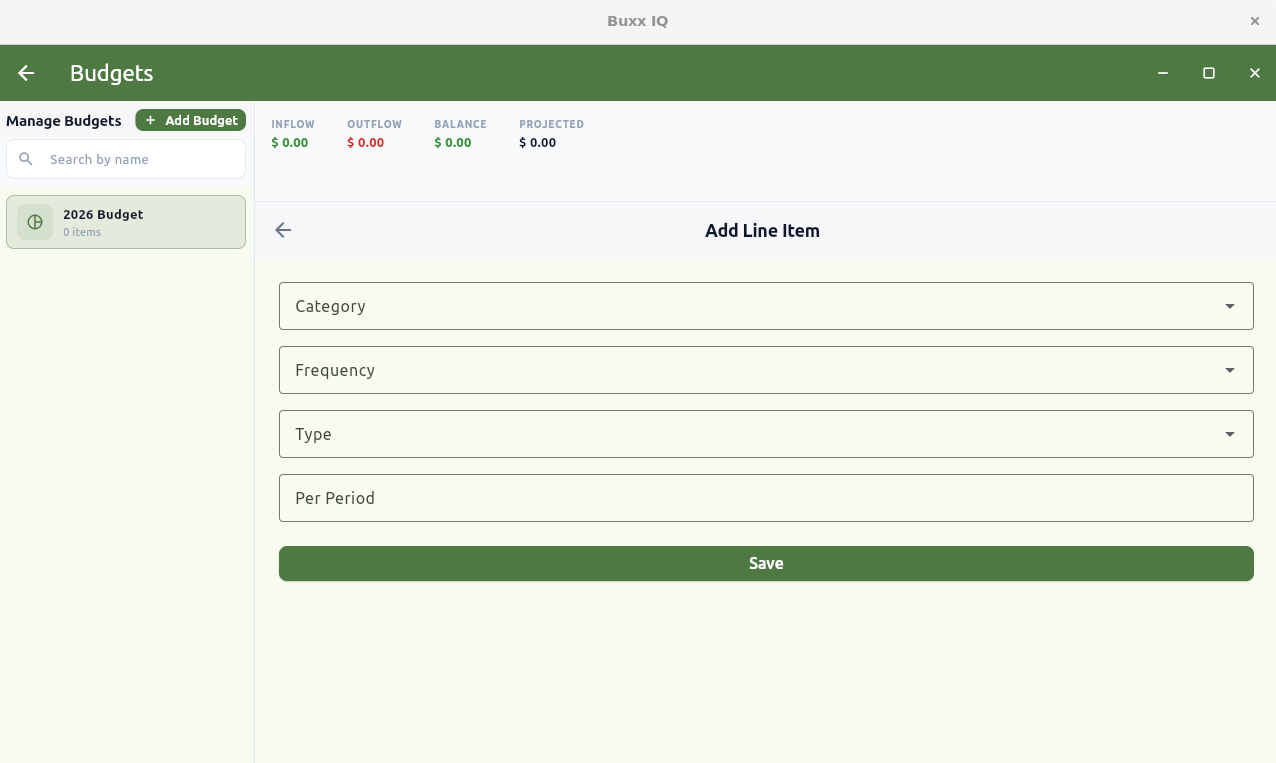 Add Budget Line Item